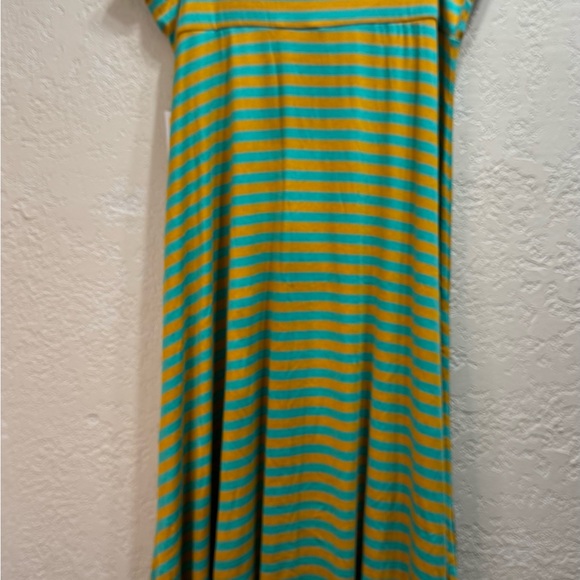 LuLaRoe Maxi Skirt 3XL Teal & Mustard Striped Stretch Skirt - Picture 5 of 5